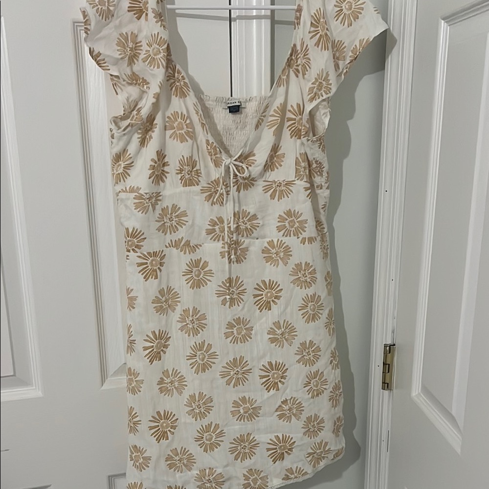 American Eagle Outfitters White and Tan Floral Mini Dress